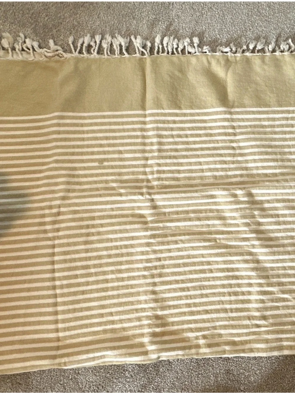 Peacock Alley Soft Cream Striped Cotton Throw